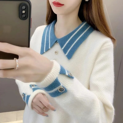 Jauni džemperi, 2022. gada pavasara rudens sieviešu džemperis, džemperis ar garām piedurknēm, tievs elastīgs korejiešu trikotāžas trikotāžas sieviešu džemperis.