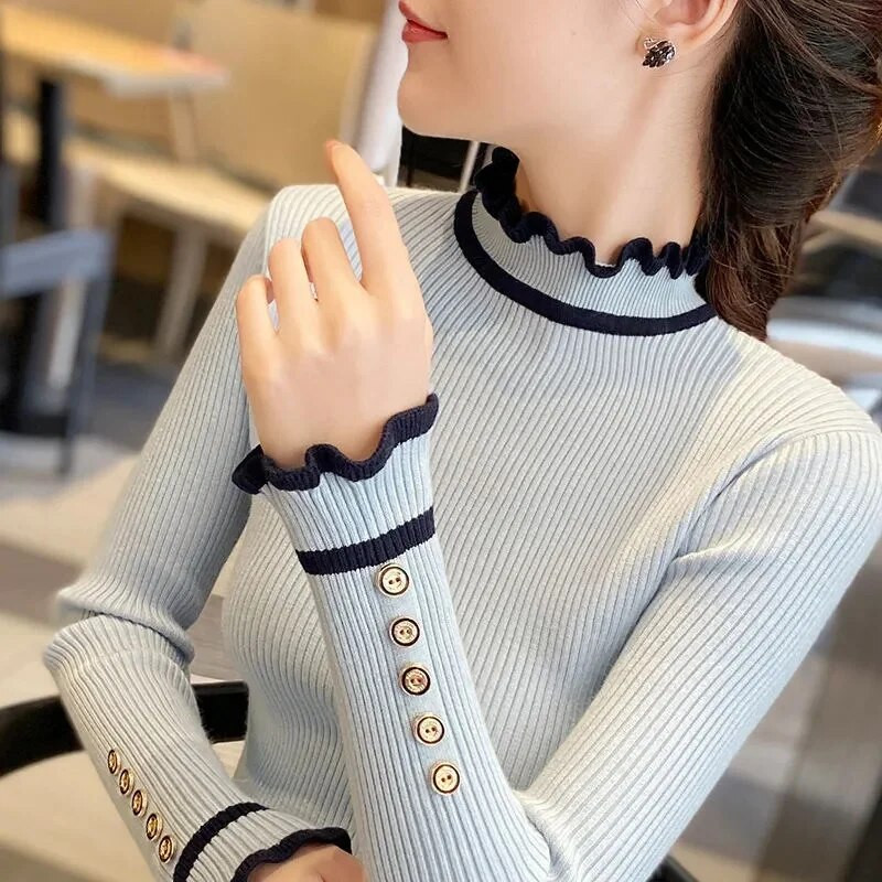 2023-as őszi, téli női pulóver garbó, laza pulóver, kötött puha pulóverek alkalmi irodai pulóverek, kötött, női húzós női pulóverek