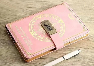 A5 200 lapu piezīmju grāmatiņa Retro paroļu grāmata ar slēdzenes dienasgrāmatas iesiešanu, sabiezināta radošā rokasgrāmata studentu 2023. gada piezīmju grāmatiņas kancelejas preces