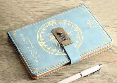 A5 200 lapu piezīmju grāmatiņa Retro paroļu grāmata ar slēdzenes dienasgrāmatas iesiešanu, sabiezināta radošā rokasgrāmata studentu 2023. gada piezīmju grāmatiņas kancelejas preces