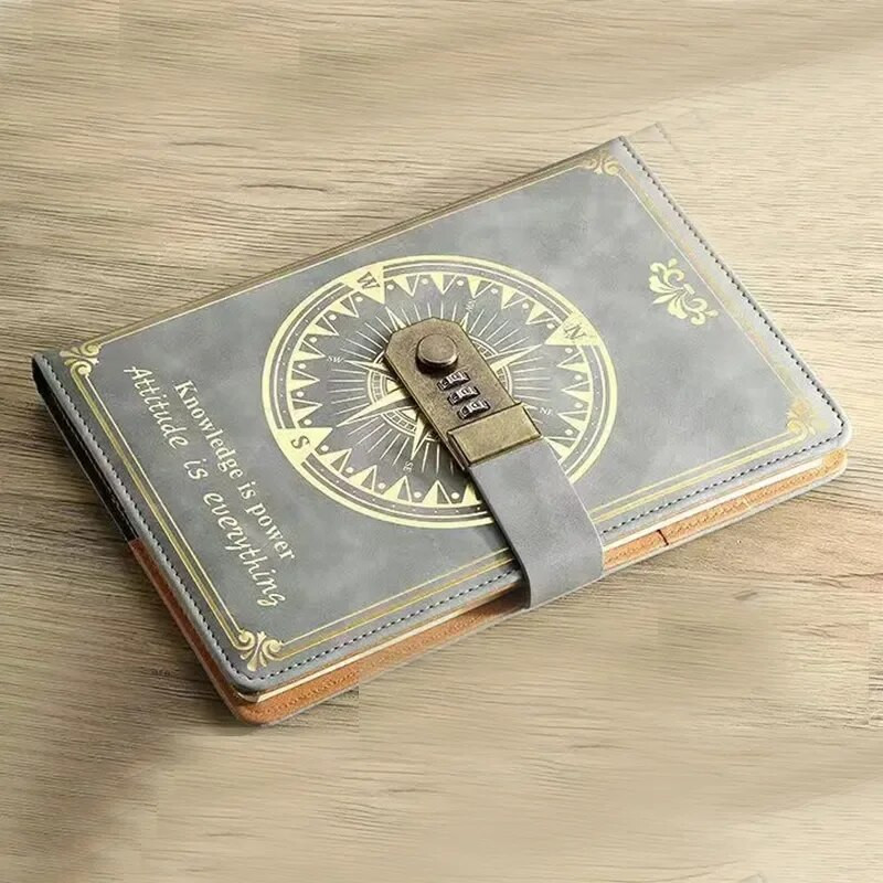 A5 200 lapu piezīmju grāmatiņa Retro paroļu grāmata ar slēdzenes dienasgrāmatas iesiešanu, sabiezināta radošā rokasgrāmata studentu 2023. gada piezīmju grāmatiņas kancelejas preces