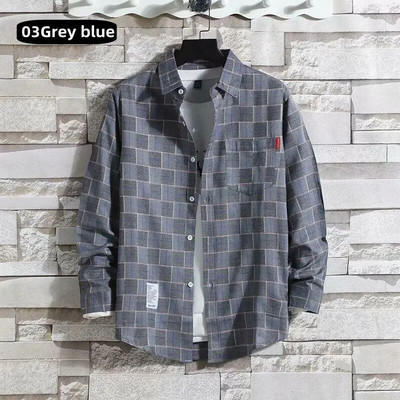 Vīriešu apģērbs 2023 Mode Pavasaris Vasara Rudens Ikdienas rūtains krekls ar garām piedurknēm Retro jauniešu ikdienišķs Universāls vīriešu krekla mētelis