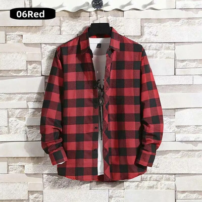 Vīriešu apģērbs 2023 Mode Pavasaris Vasara Rudens Ikdienas rūtains krekls ar garām piedurknēm Retro jauniešu ikdienišķs Universāls vīriešu krekla mētelis