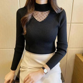 Sügistalvine paks silmkoeline naiste kampsun Mood Korea poolkaelusega pikkade varrukatega kampsun Harajuku All Match soe kampsun