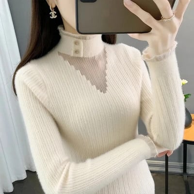 Naiste Oversize kampsun Turtleneck Roheline Vintage Pullover Kampsun Naiste Talvine Paks Soe Kootud Sviiter Pehme põhjaga särgid