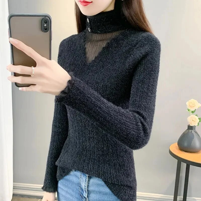 Naiste Oversize kampsun Turtleneck Roheline Vintage Pullover Kampsun Naiste Talvine Paks Soe Kootud Sviiter Pehme põhjaga särgid