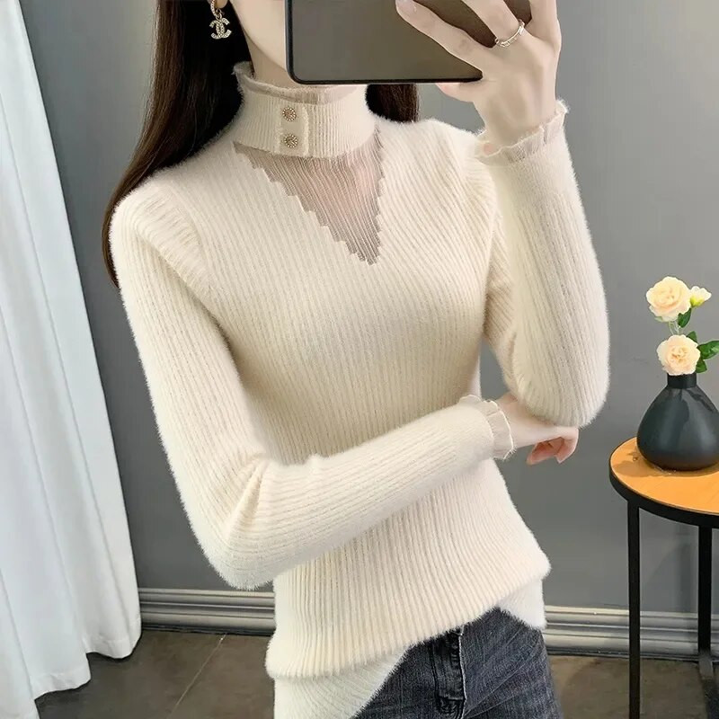 Naiste Oversize kampsun Turtleneck Roheline Vintage Pullover Kampsun Naiste Talvine Paks Soe Kootud Sviiter Pehme põhjaga särgid