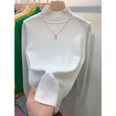 Jauni džemperi sievietēm rudens ziemas ar garām piedurknēm trikotāžas džemperi ar pusi apkakles sieviešu kašmira džemperi ar mīkstu apakšu.