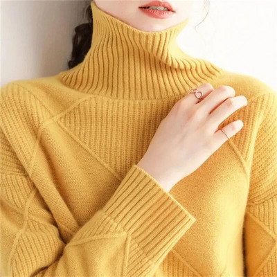 2023 Φθινόπωρο Χειμώνας Απαλό Γυναικείο πουλόβερ Πουλόβερ Ελαστικό μακρυμάνικο πλεκτό φθινοπωρινό Ζεστό χοντρό ζιβάγκο Femme Pull