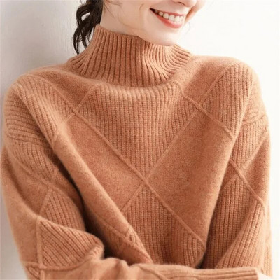 2023 Φθινόπωρο Χειμώνας Απαλό Γυναικείο πουλόβερ Πουλόβερ Ελαστικό μακρυμάνικο πλεκτό φθινοπωρινό Ζεστό χοντρό ζιβάγκο Femme Pull