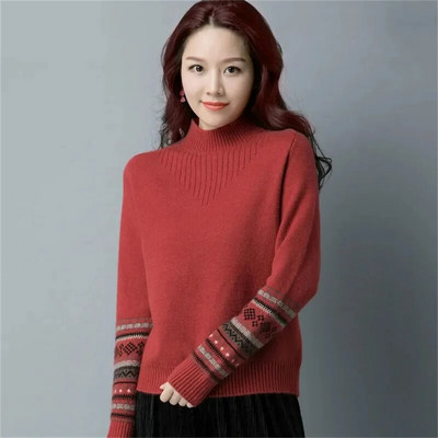 2023-as új koreai pulóver, őszi, téli női karcsú garbós pulóver, kötött pulóver, pulóver, egyszerű női pulóver