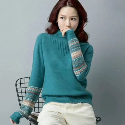 2023-as új koreai pulóver, őszi, téli női karcsú garbós pulóver, kötött pulóver, pulóver, egyszerű női pulóver