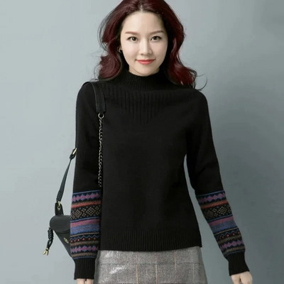 2023-as új koreai pulóver, őszi, téli női karcsú garbós pulóver, kötött pulóver, pulóver, egyszerű női pulóver