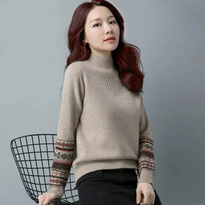 2023-as új koreai pulóver, őszi, téli női karcsú garbós pulóver, kötött pulóver, pulóver, egyszerű női pulóver