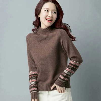 2023-as új koreai pulóver, őszi, téli női karcsú garbós pulóver, kötött pulóver, pulóver, egyszerű női pulóver