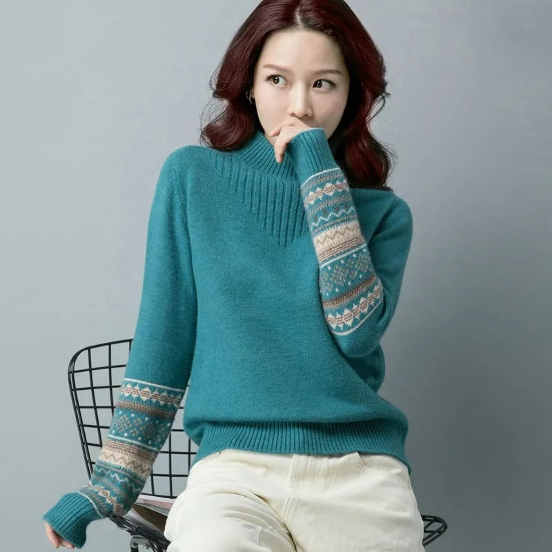 2023-as új koreai pulóver, őszi, téli női karcsú garbós pulóver, kötött pulóver, pulóver, egyszerű női pulóver