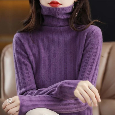 Sieviešu bruņurupuču trikotāžas džemperis Puloveri pavasara rudens korejiešu modes kašmira brīvs ikdienas krekls ar garām piedurknēm