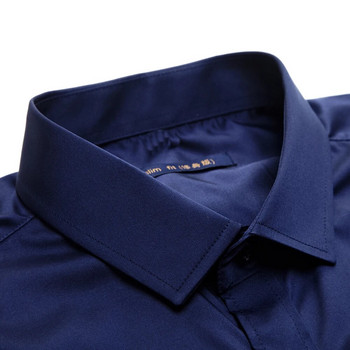 Αντιρυτιδική ελαστικότητα χωρίς σιδέρωμα Ανδρικό φόρεμα με λεπτή εφαρμογή, καθημερινό μακρυμάνικο πουκάμισο Λευκό μαύρο μπλε κόκκινο ανδρικό κοινωνικό επίσημο πουκάμισο