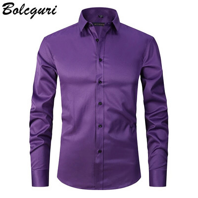 Pretgrumbu un gludināšanas elastība Slim Fit vīriešu kleita ikdienišķa krekls ar garām piedurknēm Balts melns zils sarkans vīriešu sabiedriski formāli krekli