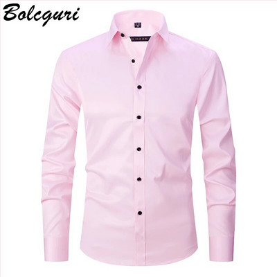 Pretgrumbu un gludināšanas elastība Slim Fit vīriešu kleita ikdienišķa krekls ar garām piedurknēm Balts melns zils sarkans vīriešu sabiedriski formāli krekli