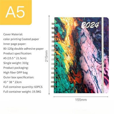 A5 spoles piezīmju grāmatiņa 2024. gada plānotājs Agenda Notepads angļu dienasgrāmatu piezīmju grāmatiņas