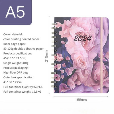 A5 spoles piezīmju grāmatiņa 2024. gada plānotājs Agenda Notepads angļu dienasgrāmatu piezīmju grāmatiņas