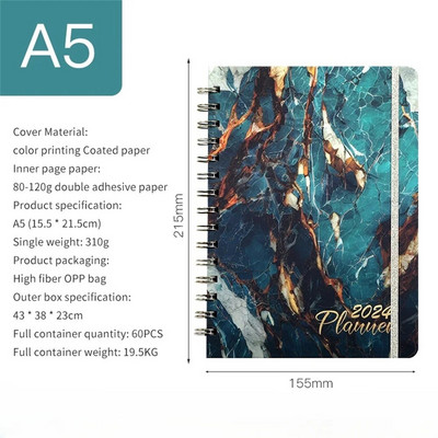 A5 spoles piezīmju grāmatiņa 2024. gada plānotājs Agenda Notepads angļu dienasgrāmatu piezīmju grāmatiņas