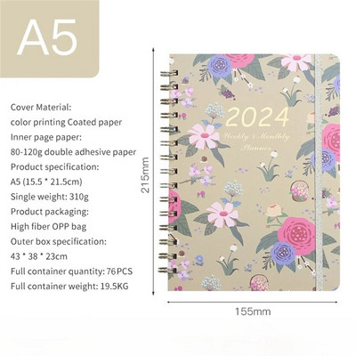 A5 spoles piezīmju grāmatiņa 2024. gada plānotājs Agenda Notepads angļu dienasgrāmatu piezīmju grāmatiņas