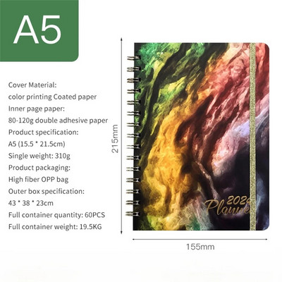 A5 spoles piezīmju grāmatiņa 2024. gada plānotājs Agenda Notepads angļu dienasgrāmatu piezīmju grāmatiņas