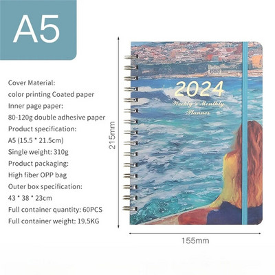 A5 spoles piezīmju grāmatiņa 2024. gada plānotājs Agenda Notepads angļu dienasgrāmatu piezīmju grāmatiņas