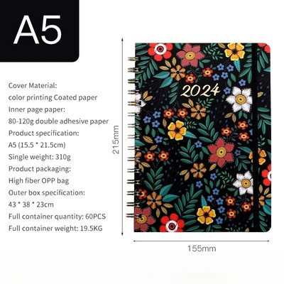 A5 spoles piezīmju grāmatiņa 2024. gada plānotājs Agenda Notepads angļu dienasgrāmatu piezīmju grāmatiņas