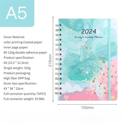 A5 spoles piezīmju grāmatiņa 2024. gada plānotājs Agenda Notepads angļu dienasgrāmatu piezīmju grāmatiņas