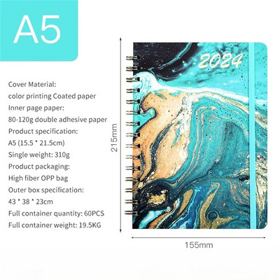 A5 spoles piezīmju grāmatiņa 2024. gada plānotājs Agenda Notepads angļu dienasgrāmatu piezīmju grāmatiņas