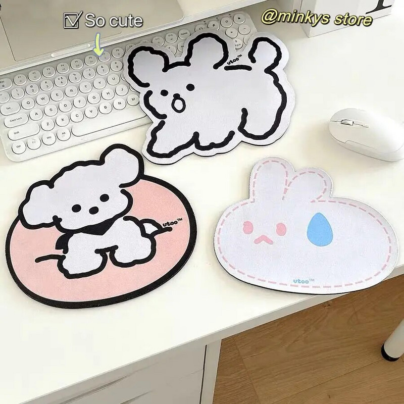 MINKYS Kawaii Sugar Rabbit Neslīdošs ūdensnecaurlaidīgs rakstāmgalda paklājiņš Peļu paliktnis Datora peles paliktnis Piederumi Skolas biroja kancelejas preces