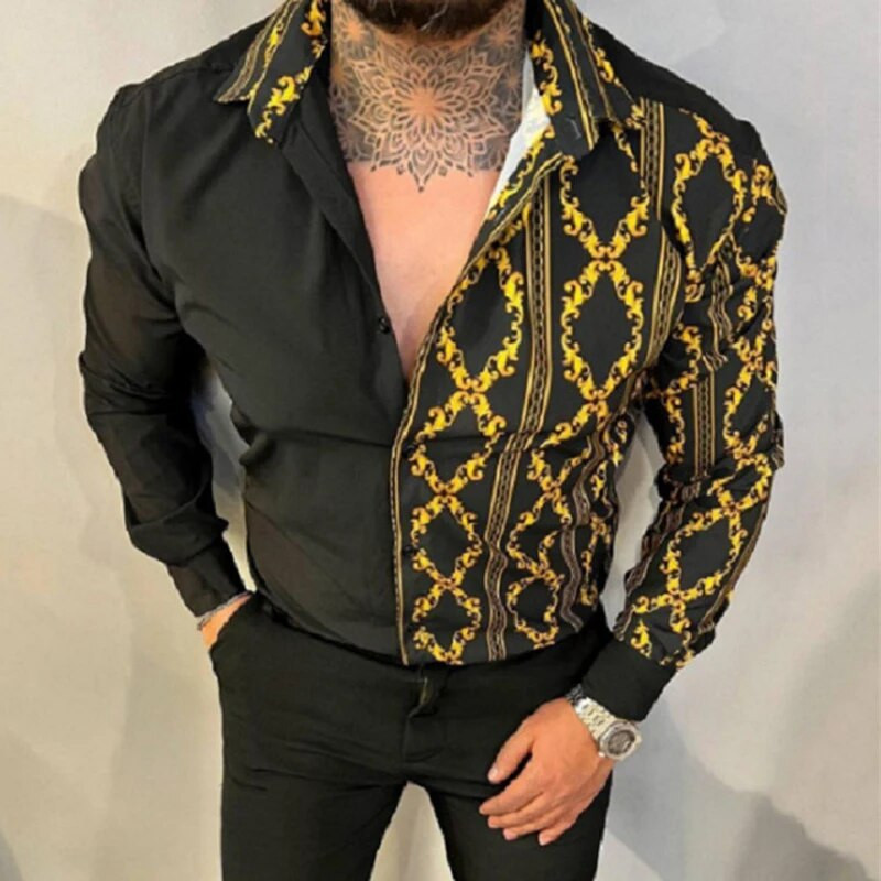 Modes havajiešu krekli Grafiski 3D drukas krekli Vīriešu modes krekls ar garām piedurknēm Camisas vasaras luksusa pludmales blūze vīriešu apģērbi