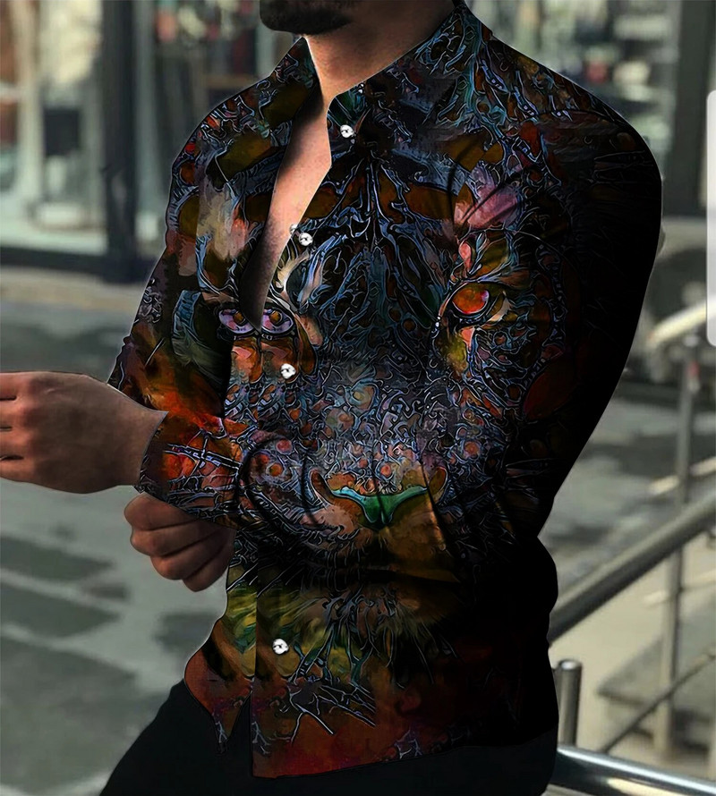 Modes havajiešu krekli Grafiski 3D drukas krekli Vīriešu modes krekls ar garām piedurknēm Camisas vasaras luksusa pludmales blūze vīriešu apģērbi