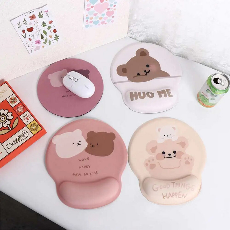 Cartoon Bear Office Thicken Mouse Pad Υποστήριξη καρπού σιλικόνης Comfort μαλακό μαξιλαράκι Μαλακό μαξιλαράκι καρπού για οικιακή εργασία γραφείου Mousepad