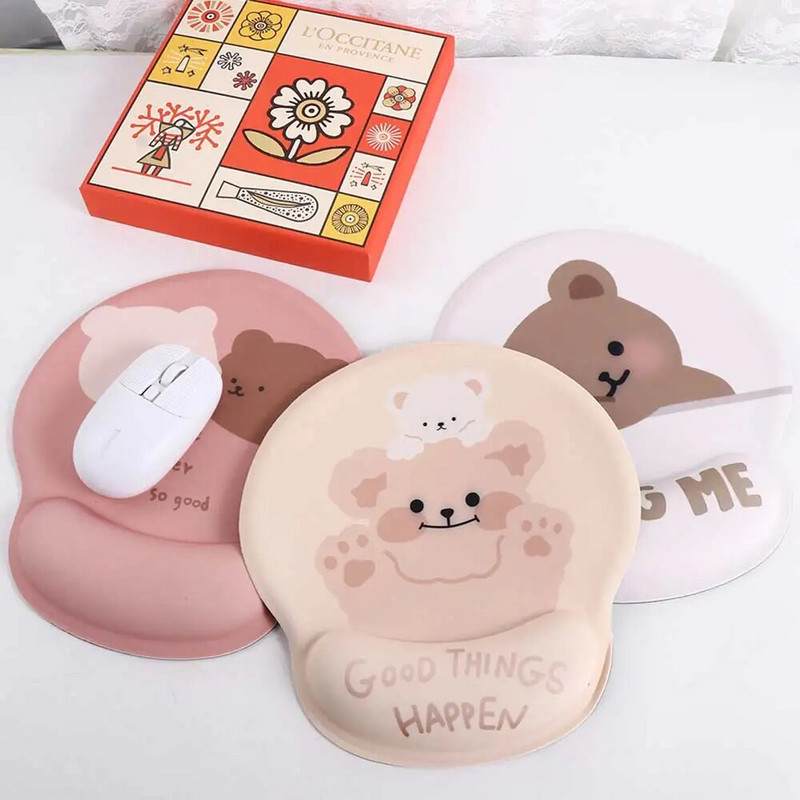Cartoon Bear Office Thicken Mouse Pad Υποστήριξη καρπού σιλικόνης Comfort μαλακό μαξιλαράκι Μαλακό μαξιλαράκι καρπού για οικιακή εργασία γραφείου Mousepad