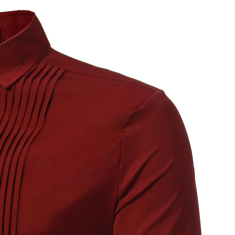 Μονόχρωμο ανδρικό πουκάμισο σμόκιν Πουκάμισα γαμπρού Νυφικά πουκάμισα με μακριά μανίκια ανδρικά πουκάμισα casual φόρεμα Camisa Masculina XL