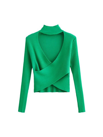 TRAF Sieviešu modes dobi adīts džemperis retro stila sieviešu džemperi ar garām piedurknēm