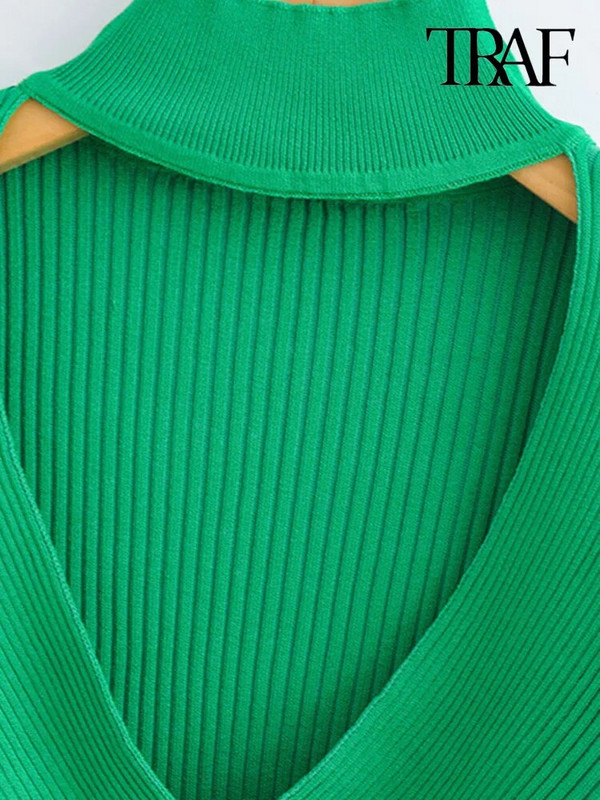 TRAF Sieviešu modes dobi adīts džemperis retro stila sieviešu džemperi ar garām piedurknēm