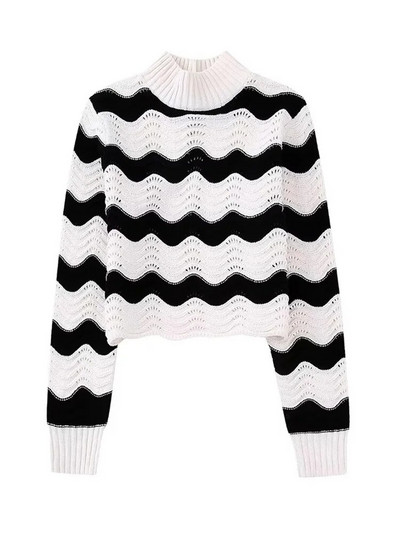 TRAF Sieviešu modes, mīksta pieskāriena šenila džemperis, apgriezts trikotāžas džemperis ar augstu kakla izgriezumu, garām piedurknēm, sieviešu džemperi, eleganti topi