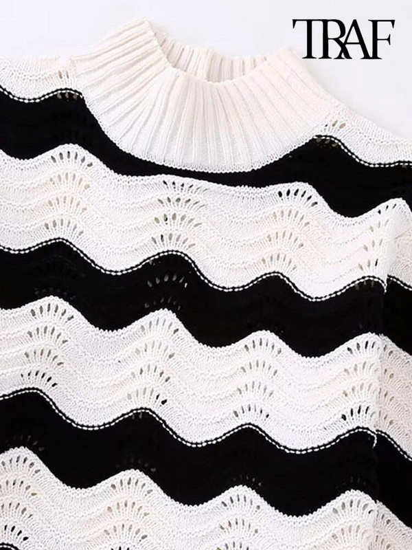 TRAF Sieviešu modes, mīksta pieskāriena šenila džemperis, apgriezts trikotāžas džemperis ar augstu kakla izgriezumu, garām piedurknēm, sieviešu džemperi, eleganti topi