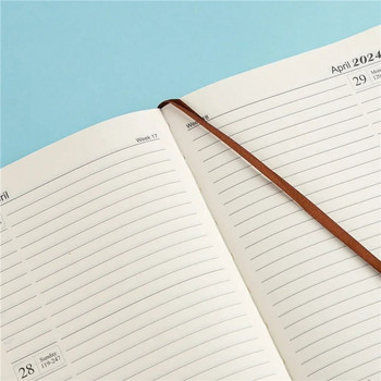 2024 Daily Planner PU Cover Дневен ред График Тетрадки Идеални за училищни офис дневници A5 Бизнес 365-дневен календар Планиране