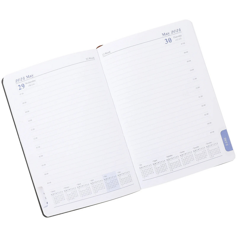 2024 Agenda Book Planner Kulumiskindel sülearvuti märkmik ingliskeelse paberi ajakava