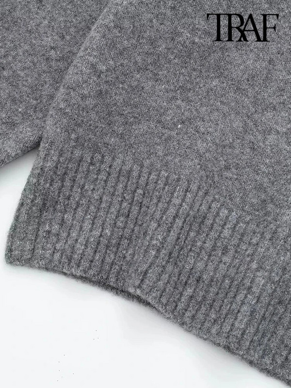 TRAF sieviešu modes lielizmēra, mīksta pieskāriena trikotāžas džemperis ar garām piedurknēm ar izgriezumu, sieviešu džemperi, eleganti topi