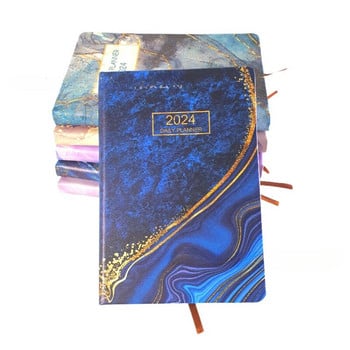 2024 Agenda Book English/Spanish Journal A5 Notebook Daily Planner Прост модерен удебелен бележник Pu Cover