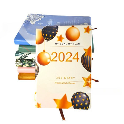 2024. gada dienas kārtības grāmata angļu/spāņu žurnāla A5 piezīmjdatora dienas plānotājs Vienkāršs, moderns, biezināts piezīmju grāmatiņas Pu vāks