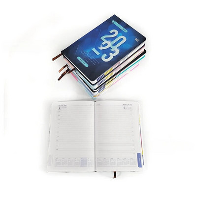 2024. gada dienas kārtības grāmata angļu/spāņu žurnāla A5 piezīmjdatora dienas plānotājs Vienkāršs, moderns, biezināts piezīmju grāmatiņas Pu vāks