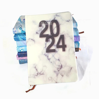 2024. gada dienas kārtības grāmata angļu/spāņu žurnāla A5 piezīmjdatora dienas plānotājs Vienkāršs, moderns, biezināts piezīmju grāmatiņas Pu vāks